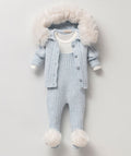 Sky Fur Hood Knit Baby Set | 3 Pieces