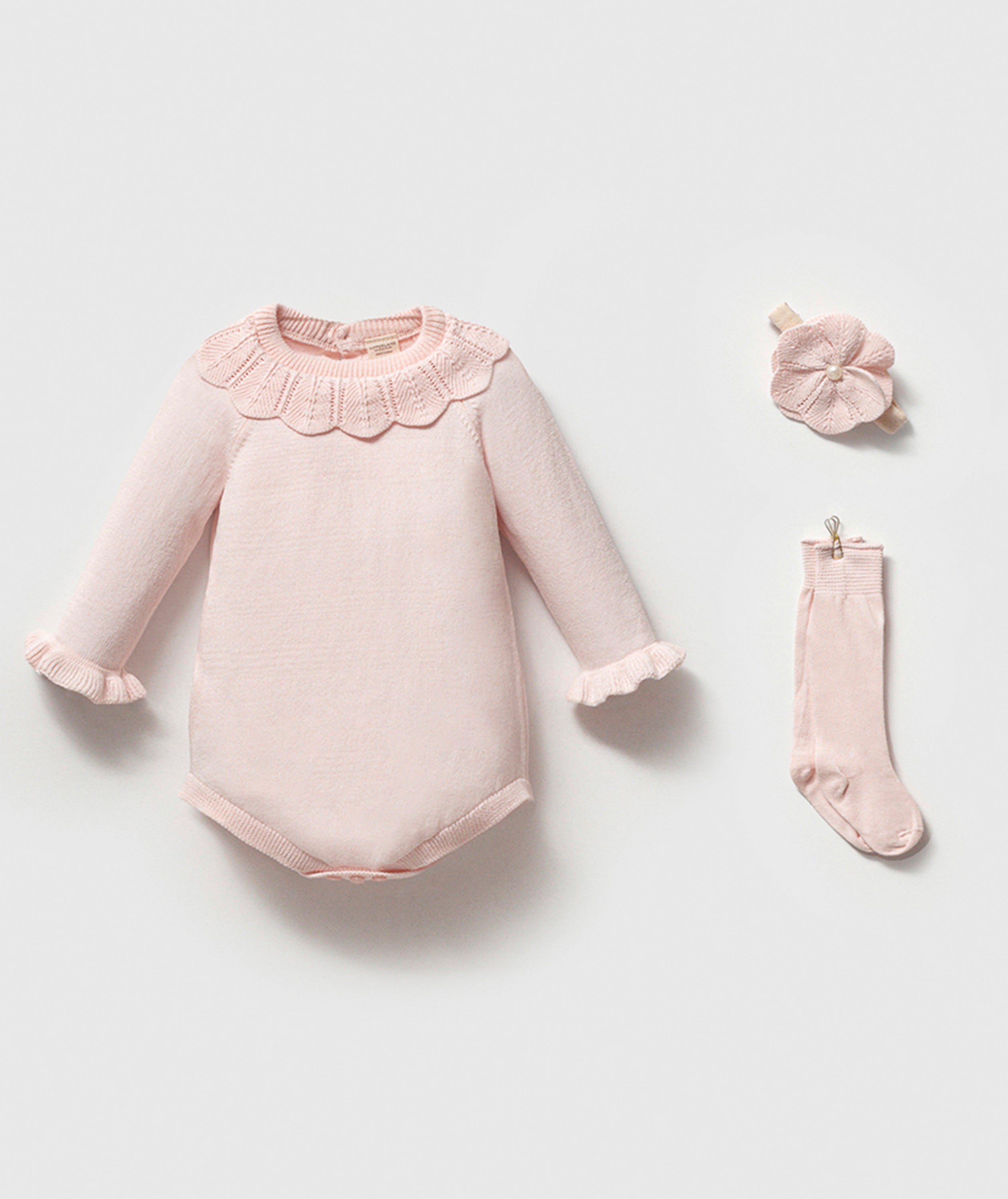 Blush Petal Collar Baby Set | 3 Pieces