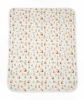 Patterned blanket with animal illustrations on a white background