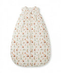 Baby sleeping bag with animal pattern on a white background