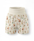 Shorts with a colorful pattern on a white background