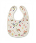 Baby bib with underwater animal pattern on a white background