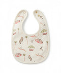 Baby bib with animal print on a white background