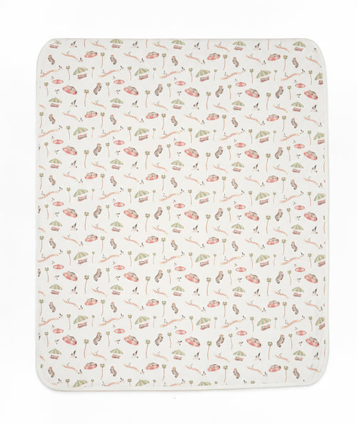 Floral patterned mat on a white background