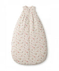 Floral patterned baby sleeping bag on a white background