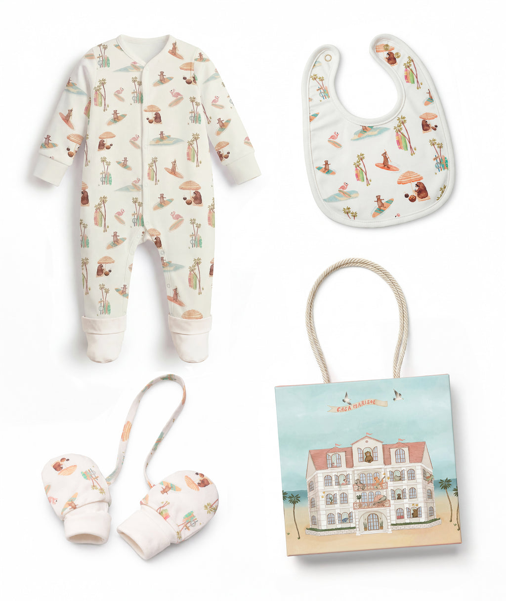 Luxury 3-Piece Romper Newborn Gift Set — Beach