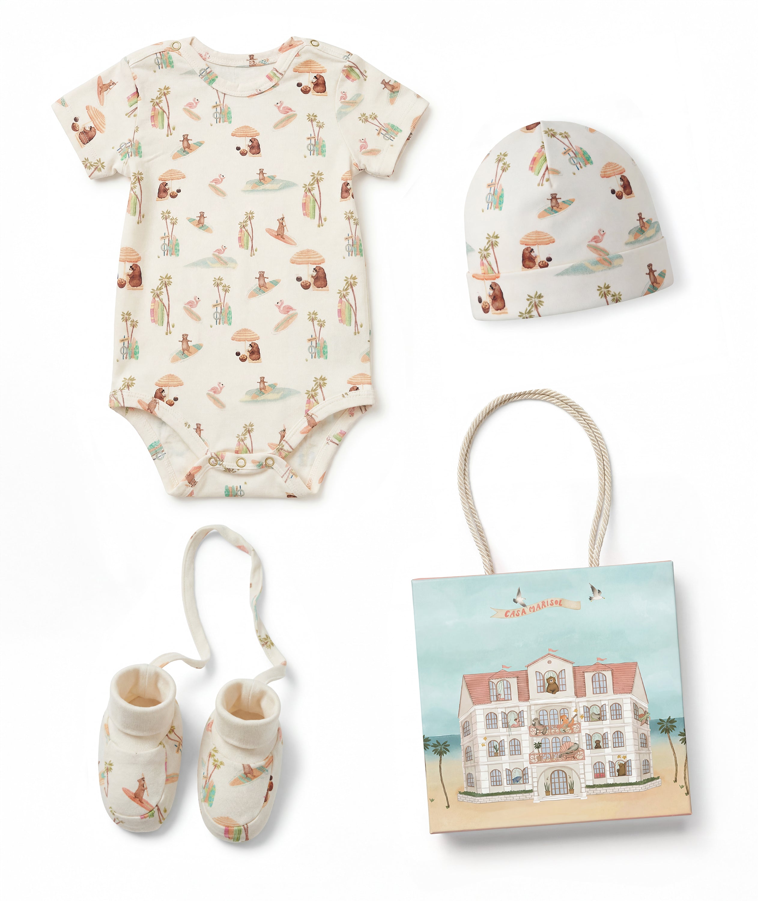 Luxury 3-Piece Bodysuit Newborn Gift Set — Beach